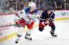 JOHN WOODS / WINNIPEG FREE PRESS
New York Rangers' Jacob Trouba is chased by Winnipeg Jets’ Andrew Copp Tuesday at Bell MTS Place in Winnipeg. The game was Trouba's first back in Winnipeg as a member of the New York Rangers after the Jets traded him at the end of last season.