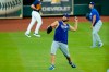 Los Angeles Dodgers pitcher Clayton Kershaw throws during batting practice before a baseball game against the Houston Astros Wednesday, July 29, 2020, in Houston. (AP Photo/David J. Phillip)