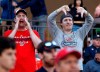 Washington Nationals fans boo as Houston Astros players walk onto the field for a spring training baseball game in West Palm Beach, Fla., Saturday, Feb. 22, 2020. (Karen Warren/Houston Chronicle via AP)
