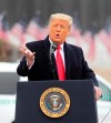 President Donald Trump speaks near a section of the U.S.-Mexico border wall, Tuesday, Jan. 12, 2021, in Alamo, Texas. (Delcia Lopez/The Monitor via AP)