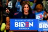 FILE - In this March 9, 2020, file photo, Sen. Kamala Harris, D-Calif., speaks at a campaign rally for Democratic presidential candidate former Vice President Joe Biden at Renaissance High School in Detroit. Before Joe Biden named Harris his running mate, women’s groups were readying a campaign of their own: Shutting down sexist coverage and disinformation about a vice presidential nominee they say is headed for months of false smears and “brutal” attacks from internet haters. (AP Photo/Paul Sancya, File)