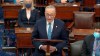 In this image from video, Senate Minority Leader Chuck Schumer of N.Y., speaks as the Senate reconvenes after protesters stormed into the U.S. Capitol on Wednesday, Jan. 6, 2021. (Senate Television via AP)