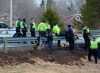 RCMP investigators search for evidence at the location where Const. Heidi Stevenson was killed along the highway in Shubenacadie, N.S. on Thursday, April 23, 2020. Police say the man who went on a murderous rampage through five Nova Scotia communities was likely using unlicensed firearms, and investigators are trying find out how he obtained illegal weapons. THE CANADIAN PRESS/Andrew Vaughan