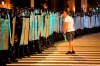 A protester speaks to police as they block the road during a rally after the Belarusian presidential election in Minsk, Belarus, Sunday, Aug. 9, 2020. Police and protesters clashed in Belarus' capital and the major city of Brest on Sunday after the presidential election in which the authoritarian leader who has ruled for a quarter-century sought a sixth term in office. (AP Photo/Sergei Grits)