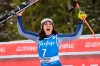 Italy's Federica Brignone celebrates taking second place in an alpine ski, women's World Cup Super G, in La Thuile, Italy, Saturday, Feb. 29, 2020. (AP Photo/Alessandro Trovati)