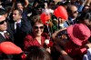 FILE - In this Sept. 6, 2016 file photo, Brazil's impeached President Dilma Rousseff receives flowers and gifts from supporters as she leaves the presidential residence, Alvorada Palace, in Brasilia, Brazil. The Academy Award nomination for a Brazilian documentary about the impeachment of then-President Dilma Rousseff has once again laid bare the polarization of Latin America's largest democracy. (AP Photo/Eraldo Peres, File)