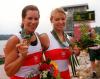 MIKE RIDEWOOD - THE CANADIAN PRESS FILE PHOTO
Canada's Marnie McBean, left, and Kathleen Heddle, show off their gold medals after winning the women's double sculls event at the 1996 Atlanta Summer Olympic Games.