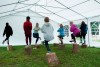 Teacher Chelsea O'Brien leads a group of students in an outdoor tent at an elementary school in Gatineau, Que. Wednesday, September 2, 2020. THE CANADIAN PRESS/Adrian Wyld