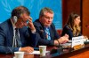 WHO executives, from left, Tedros Adhanom Ghebreyesus, Director General of the World Health Organization (WHO) with Michael Ryan, Executive Director, WHO Health Emergencies Programme, and Maria van Kerkhove, Head of the Outbreak Investigation Task Force, during a press conference about the new Coronavirus, at the European headquarters of the United Nations in Geneva, Switzerland, Wednesday, Jan. 29, 2020. Efforts to contain a new and deadly virus have intensified Wednesday, as quarantine facilities are set up, many airlines have suspended or significantly cut back flights from China and efforts continue to find a medical remedy. (Martial Trezzini/Keystone via AP)