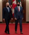 Adrian Wyld - THE CANADIAN PRESS
U.S. President Joe Biden and Prime Minister Justin Trudeau walk to the North American leaders’ summit on Nov. 18, 2021 in Washington.