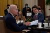 Adrian Wyld - THE CANADIAN PRESS
Prime Minister Justin Trudeau listens to U.S. President Joe Biden as he delivers his opening remarks at the North American leaders’ summit in Washington on Nov. 18, 2021.