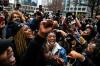 CHANDAN KHANNA - AFP via GETTY IMAGES
People celebrate as the verdict is announced in the trial of former police officer Derek Chauvin outside the Hennepin County Government Center in Minneapolis, Minnesota on April 20, 2021.