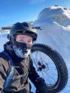 Cyclist Jordan Sawatzky with drifts along the Yellow Ribbon Greenway Trail between Sharp and Whytewold. (Supplied)