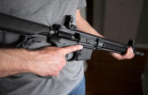 JONATHAN HAYWARD - THE CANADIAN PRESS
A restricted gun licence holder with an AR-15 at his home in Langley, B.C., on May 1, 2020. That was the day Ottawa banned the weapon in Canada and introduced an amnesty until Oct. 30, 2023.