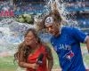 Rick Madonik - Toronto Star
On a stormy afternoon in the city, Sportsnet’s Hazel Mae and the Jays’ star of the game, Bo Bichette, managed to stay dry at the Rogers Centre — until Vladimir Guerrero Jr. delivered his clockwork post-victory dousing.