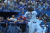 Steve Russell - Toronto Star
Jays designated hitter Vladimir Guerrero Jr. hits a single in the first inning. It didn’t come off the bat at 300.9 mph, as the scoreboard suggested.