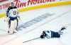 CP
Winnipeg Jets' Josh Morrissey lays on the ice as Winnipeg Jets goaltender Connor Hellebuyck looks up at the replay following a short-handed goal by Montreal Canadiens' Joel Armia, not shown, during second period NHL Stanley Cup playoff hockey action in Montreal, Sunday, June 6, 2021. (Paul Chiasson / The Canadian Press)