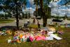 Nathan Denette - THE CANADIAN PRESS
A women visits a makeshift memorial to the victims of the deadly vehicle attack on five members of the Canadian Muslim community in London, Ont.