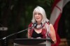 Health Minister Patty Hajdu made the announcement at Memorial Garden on Waterfront Drive, a space dedicated to the memory of drug-overdose victims. (Alex Lupul / Winnipeg Free Press)