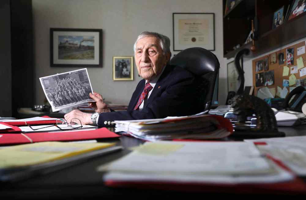 Ruth Bonneville
RUTH BONNEVILLE / WINNIPEG FREE PRESS



LOCAL - Gordan Pullan lawyer





Portrait of longtime lawyer, Gordan Pullan – who at 95 and is Manitoba’s oldest practicing lawyer, with a photo of him with his graduating class, in the late 1950's. Photographed in is office on the ninth floor of 444 St. Mary Ave.



Doug's story



May 27, 2021
