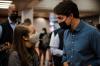 ANDREJ IVANOV - AFP via GETTY IMAGES
Prime Minister Justin Trudeau is seen during a meet and greet with constituents at the Jarry Metro station in Montreal on Tuesday morning.