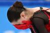 ANNE-CHRISTINE POUJOULAT - AFP via GETTY IMAGES
Russia's Kamila Valieva is disappointed after competing in the women's single skating free skating.