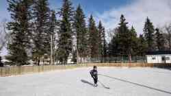 JOE BRYKSA / WINNIPEG FREE PRESS Max Jago, 10, skates at the Pembina Manitou outdoor rink.