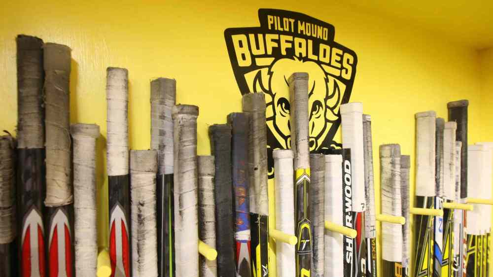 JOE BRYKSA / WINNIPEG FREE PRESS Inside the dressing room of the Pilot Mound Buffaloes