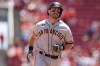 San Francisco Giants' Evan Longoria runs the bases after hitting a three-run home run during the eighth inning of a baseball game against the Cincinnati Reds in Cincinnati, Sunday, May 29, 2022. (AP Photo/Aaron Doster)