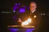 Australian Prime Minister Anthony Albanese lights the beacon for Queen Elizabeth II Platinum Jubilee celebrations in Canberra, Australia, Thursday, June 2, 2022. (Mick Tsikas/AAP Image via AP)