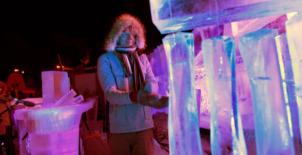 PHIL HOSSACK / WINNIPEG FREE PRESS
Norwegian artist Terje Isungset performs on instruments made of Ice in the Winnipeg New Music Festival