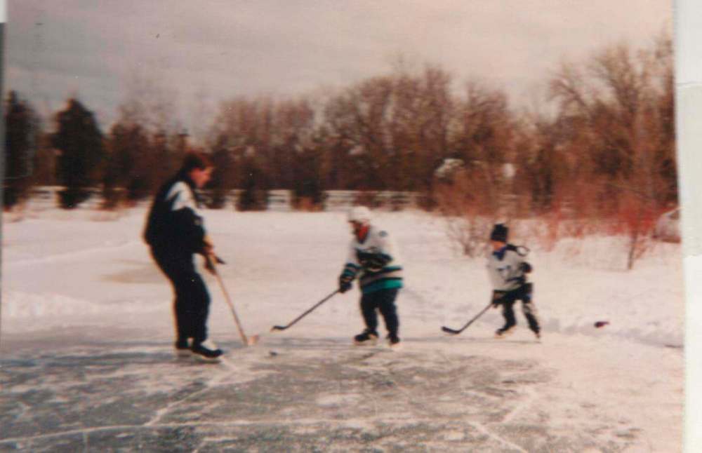 Family photo
Scheifele, right, on the outdoor rink with his dad and brother, Kyle.