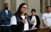 JOHN WOODS / WINNIPEG FREE PRESS FILES
Premier Heather Stefanson delivers remarks at the rally on the west lawn of the Manitoba Legislative grounds on Sunday. However, the premier did not participate in the parade to The Forks that followed.