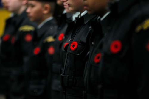 Poppies are front and centre on cadet uniforms.