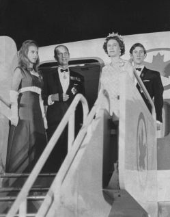 On July 16, 1970, Princess Anne and Prince Charles flank their parents, Prince Philip and Queen Elizabeth II, prior to the royal couples