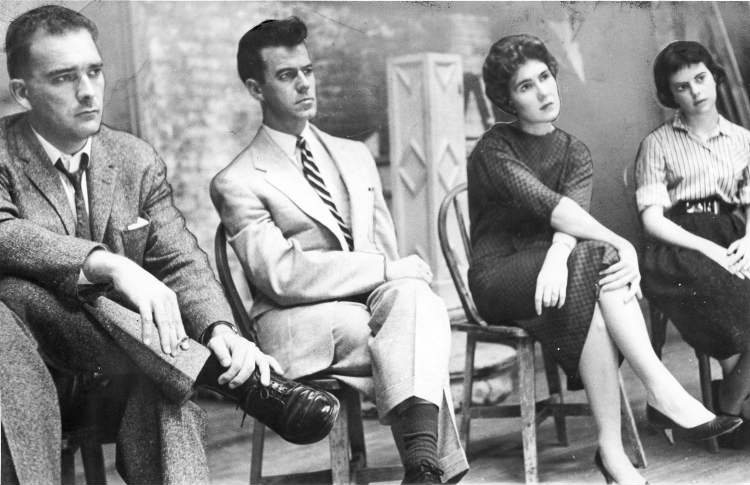 Undated photo of Dave Robertson, Gordon Pinsent, Nora Needham and Kathy Kaufman.