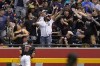Arizona Diamondbacks' Daulton Varsho (12) watches Detroit Tigers' Kody Clemens' three-run home run ball land in the stands during the sixth inning of a baseball game, Saturday, June 25, 2022, in Phoenix. (AP Photo/Matt York)