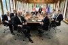 Clockwise from left, British Prime Minister Boris Johnson, Japanese Prime Minister Fumio Kishida, the President of the European Commission Ursula von der Leyen, European Council President Charles Michel, Italian Prime Minister Mario Draghi, Canadian Prime Minister Justin Trudeau, French President Emmanuel Macron, German Chancellor Olaf Scholz and U.S. President Joe Biden attend a working session during of the G7 leaders summit at Castle Elmau in Kruen, near Garmisch-Partenkirchen, Germany, on Tuesday, June 28, 2022. The Group of Seven leading economic powers are meeting in Germany for their annual gathering Sunday through Tuesday. (John MacDougall/Pool Photo via AP)