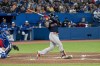 Boston Red Sox left fielder Alex Verdugo (99) hits a home run during sixth inning AL MLB baseball action against the Toronto Blue Jays in Toronto on Wednesday, June 29, 2022. THE CANADIAN PRESS/Christopher Katsarov