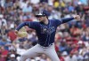Tampa Bay Rays relief pitcher Josh Fleming delivers during the third inning of a baseball game against the Boston Red Sox at Fenway Park, Monday, July 4, 2022, in Boston. (AP Photo/Mary Schwalm)