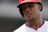 Washington Nationals' Juan Soto prepares for an at-bat in the fifth inning of the first game of a baseball doubleheader against the Seattle Mariners, Wednesday, July 13, 2022, in Washington. (AP Photo/Patrick Semansky)