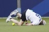 Actor J.K. Simmons misses on a fly ball during the MLB All Star Celebrity Softball game, Saturday, July 16, 2022, in Los Angeles. (AP Photo/Abbie Parr)