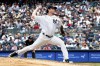 New York Yankees starting pitcher Gerrit Cole throws during the third inning of a baseball game against the Boston Red Sox, Sunday, July 17, 2022, in New York. (AP Photo/Julia Nikhinson)