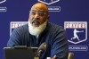 FILE - Major League Baseball Players Association Executive Director Tony Clark answers a question at a press conference in their offices in New York, Friday, March 11, 2022. Clark appears likely to stay on as head of the baseball players’ association. Clark, who took over as union head in late 2013 following the death of Michael Weiner, led the union during labor negotiations in 2016 and during the deal in March that followed a 99-day lockout. The new agreement expires in December 2026. (AP Photo/Richard Drew, File)