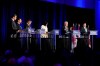 The Conservative Party of Canada is pushing ahead with a third leadership debate, telling members to tune in Aug. 3. Conservative leadership hopeful Jean Charest, second right, speaks as Pierre Poilievre, left to right, Patrick Brown, Scott Aitchison, Leslyn Lewis, and Roman Baber look on during the Conservative Party of Canada French-language leadership debate in Laval, Quebec on Wednesday, May 25, 2022. THE CANADIAN PRESS/Ryan Remiorz