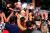 Pope Francis arrives at the church on his popemobile for the holy mass at the Basilica of Sainte-Anne de Beaupré, east of Quebec City, during his papal visit across Canada in Quebec City on Thursday, July 28, 2022. THE CANADIAN PRESS/Bernard Brault