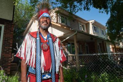 After 30 years, his dancing days are done, but David Budd, 61, cherishes his regalia and still attends powwows with great pride. (Ethan Cairns / Winnipeg Free Press)