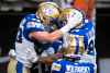 THE CANADIAN PRESS
DARRYL DYCK / THE CANADIAN PRESS
Winnipeg Blue Bombers' Dalton Schoen, left, Brendan O'Leary-Orange, right, and Brady Oliveira, back, celebrate Schoen's touchdown against the B.C. Lions during the first half of CFL football game in Vancouver, on Saturday.