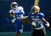 JOHN WOODS / WINNIPEG FREE PRESS
Winnipeg Blue Bombers’ Greg McCrae hangs onto a pass as Demerio Houston defends during practice. McCrae cracked the Bombers starting lineup after an injury to receiver Nic Demski.
