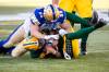 THE CANADIAN PRESS/Jason Franson
Blue Bombers’ Jake Thomas sacks Edmonton Elks quarterback Taylor Cornelius during the first half Friday.